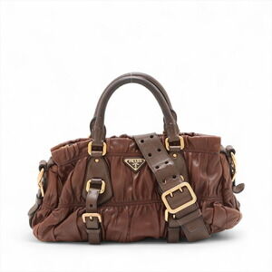 Prada Nappa Gaufre brown leather satchel bag Brown